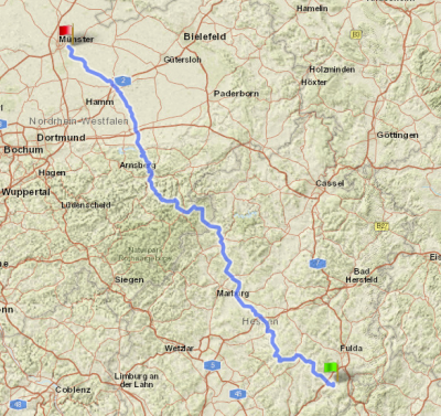 Die geplante Route - ca. 300km