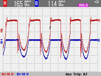 Rot>Regler + Blau> Lichtspannung mit Glühlampe ohne Kondensator
