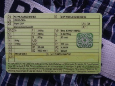 meine Super CUP als Beleg für meije Nostalgie. EZ: 17.11.2016, mein 63. Geburtstag.