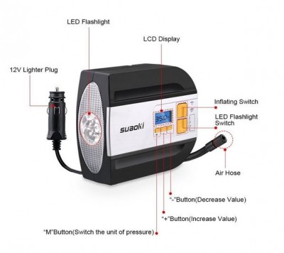Digitaler 12 Volt Luftkompressor von Suaoki Bedienung.JPG