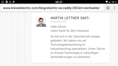 ...und schon ist der Elektro-Caddy mit garantierten 350 km Reichweite "jüngere Geschichte."