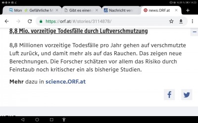 Da werde ich wohl auch als Täter oder Opfer dabei sein. Luftverschmutzung tötet, gerade in DE!