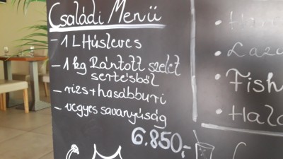 1 L Fleischsuppe, 1 kg Snzl + Reis &amp; Krumpli + Essiggemüse ~ € 23 take away.