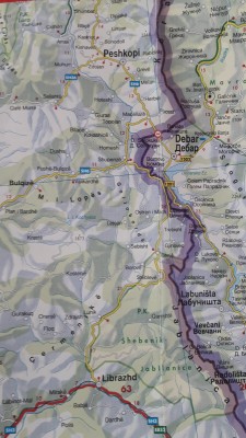 Geplant: von Librasht unten mittig nach Peshkopi oben mittig. Schaumamal...