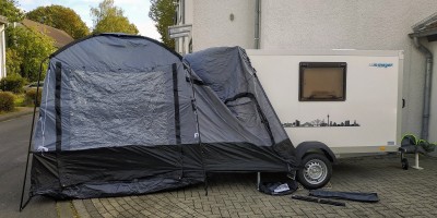 Heckzelt im Testaufbau