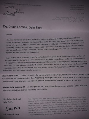 SM schickte mir 2 Papierbriefe.