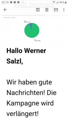 Darum! hat man die Zeit nicht abgewartet. 85 % pro "50 Mio in 50 Tg."